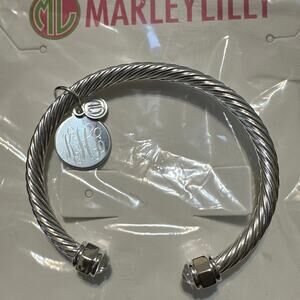 MarleyLilly personalized cable Bracelet KHL interlocking letters on charm New